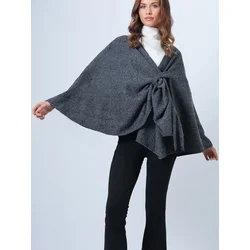 Trend Alacati Stili Ženski pončo Alc-X14672, Sivi