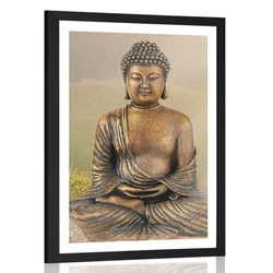 Plakat s paspartujem kip Bude v meditativnem položaju - 30x45 no frame