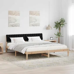 Okvir kreveta Smeđa i crna 180 x 200 cm Masivna borovina