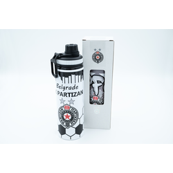 Nine Sport Flašica za vodu FK Partizan, 750ml, Crno-bela