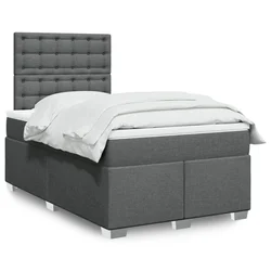 Vidaxl Box spring postelja z vzmetnico temno siva 120x190 cm blago