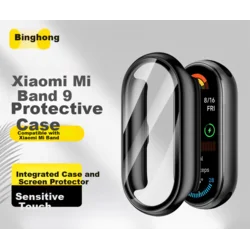 Binghong Zaštita stakla za pametne satove + Zaštitna kućišta za pametne satove + Zamenska narukvica za pametne satove za Xiaomi Mi Band 10, Crna