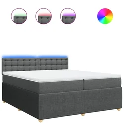 Vidaxl Box spring postelja z vzmetnico temno siva 200x200 cm blago