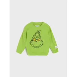 Sinsay - Božićni džemper sa vezom Grinch - zelena