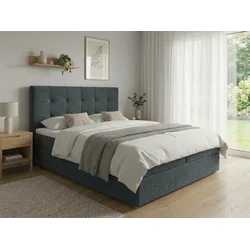 Oblazinjena postelja boxspring DIRELIS VIBE 140x200 cm temno siva Vzmetnica: Vzmetnica Bonell