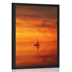 Plakat samotna barčica na širnem morju - 30x45 black
