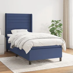 Vidaxl Box spring postelja z vzmetnico modra 100x200 cm blago