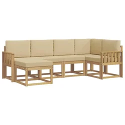 Set vanjskih sofa s jastukom 6 pcs Bijela i bež Poliester