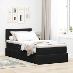 Krevet s od storage s madracem Crna 90 x 200 cm Baršun