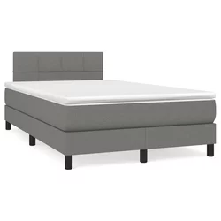 vidaXL Box spring postelja z vzmetnico LED temno siva 120x190 cm blago