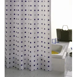 Zavesa za kadu Domino 180x200cm plava/bela Ridder