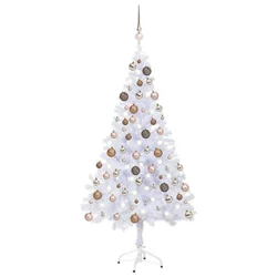 Greatstore Umetna novoletna jelka z LED lučkami in bučkami 120 cm 230 vej