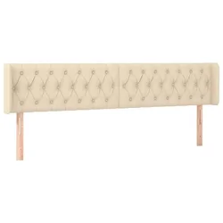 Vidaxl Vzglavje z ušesi krem 183x16x78/88 cm blago