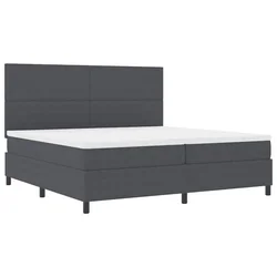 Vidaxl LED Box Spring Postelja Temno siva in bela 200 x 200 cm