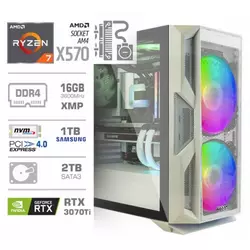 Računalnik MEGA 9000X X570/R7-5800X/DDR-16GB/SSD1TB-NVMe/HDD2TB/RTX3070Ti-8GB/Tekočinsko hlajenje/RGB/Brez OS