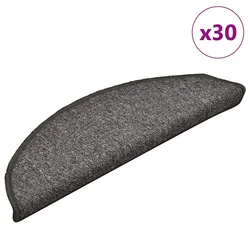 Prostirke za stepenice 30 kom 56x17x3 cm tamno sive poluokrugle