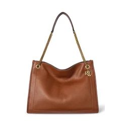 Usnjena torbica Lauren Ralph Lauren rjava barva, 431969352