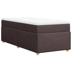 Vidaxl Box spring postelja z vzmetnico temno rjav 90x190 cm blago