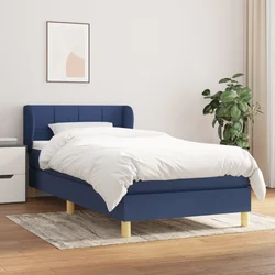 Vidaxl Box spring postelja z vzmetnico modra 90x190 cm blago