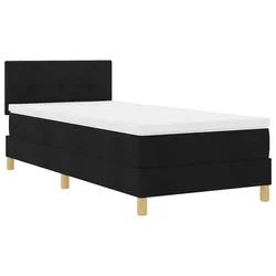 Vidaxl LED Box Spring Postelja z LED trakami Črna 100 x 200 cm blago