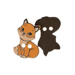Gumb - komplet 3 - 25x20 mm - Lisica oranžna, rjava