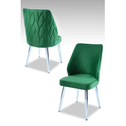 Hanah Home Set stolica Pufi, 48x90x43 cm, 4 komada, Srebrno-zelene boje