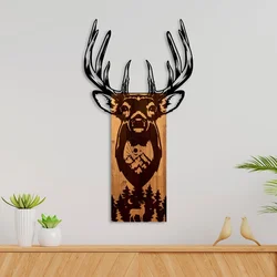 Wallity Zidna dekoracija Deer in Mountain, 48 x 58 cm, Smeđa