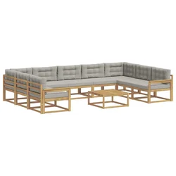 Set vanjskih sofa s jastukom 10 pcs Bijela i svjetlosiva