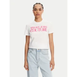 Versace Jeans Couture Majica 78HAHE05 Bela Regular Fit