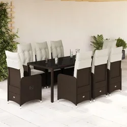 9-dijelni vrtni bistro set od poliratana s jastucima smeđi