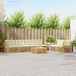 Set vanjskih sofa 7 kom. Bijela i krem Poliester