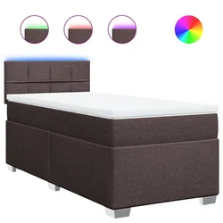 Vidaxl Box spring postelja z vzmetnico temno rjava 80x200 cm blago