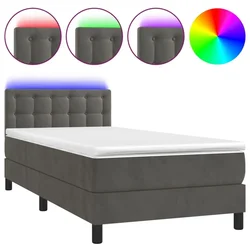 Vidaxl Box spring postelja z vzmetnico LED temno siva 80x200 cm žamet