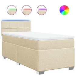 Vidaxl Box spring postelja z vzmetnico krem 100x200 cm blago