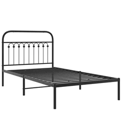 Vidaxl Kovinski posteljni okvir z vzglavjem črn 100x190 cm