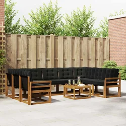 Set vanjskih sofa s jastukom 10 pcs Prirodna i crna
