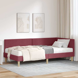 Kutni krevetni okvir s madracem Ostalo 2 pcs Siva tkanina