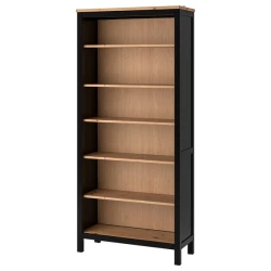 HEMNES Biblioteka, crno-smeđa/svetlosmeđa, 90x197 cm