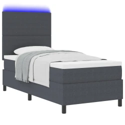 LED Box Spring Krevet Tamno siva i bijela 90 x 200 cm