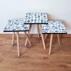 Hanah Home Set klub stočića 3Shp26, 3 komada, Šarena