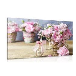 Slika romantični rožnati nagelj v vintage pridihu - 120x80