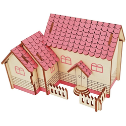 Woodcraft Lesena 3D sestavljanka Vijolična hiša