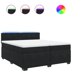 Vidaxl Box spring postelja z vzmetnico črna 200x200 cm žamet
