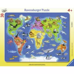 Ravensburger puzzle (slagalice)- Mapa sveta sa životinjama