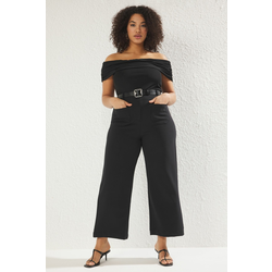 Trendyol Curve Black Double Pocket Plus Size Trousers