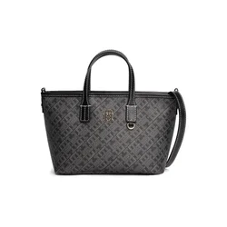TOMMY HILFIGER Nakupovalna torba bazaltno siva/črna/bela