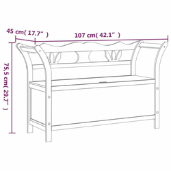 Klupa siva 107 x 45 x 75,5 cm od masivne jelovine
