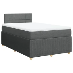 Vidaxl Box spring postelja z vzmetnico temno siva 120x190 cm blago