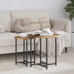 Set pomoćnih stolića 2 pcs Stari drvo i crna