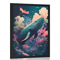 Plakat nadrealističen kit - 60x90 white